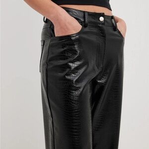 NA-KD PU Mid Rise Faux Leather Pants